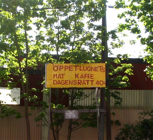 Skylt för Lugnet bar i Henriksdalshamnen i början av 2000-talet