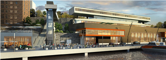 Vertikalen - hiss och trappa mellan Kvarnholmens Saltsjökaj och Tre Kronors väg