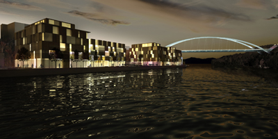 Bron sedd från Svindersviken. Kvarnholmen på vänster sida.