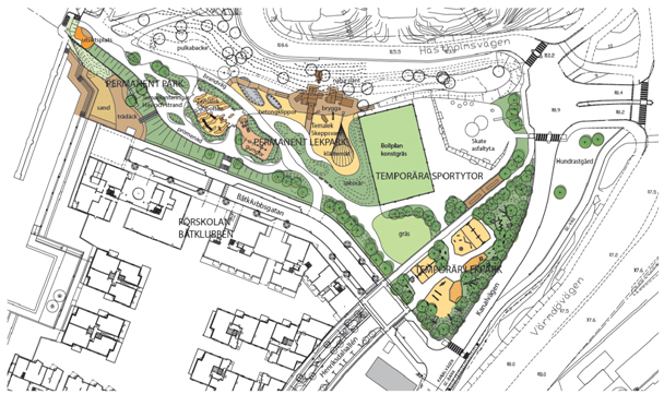 karta anders franzéns park i henriksdalshamnen