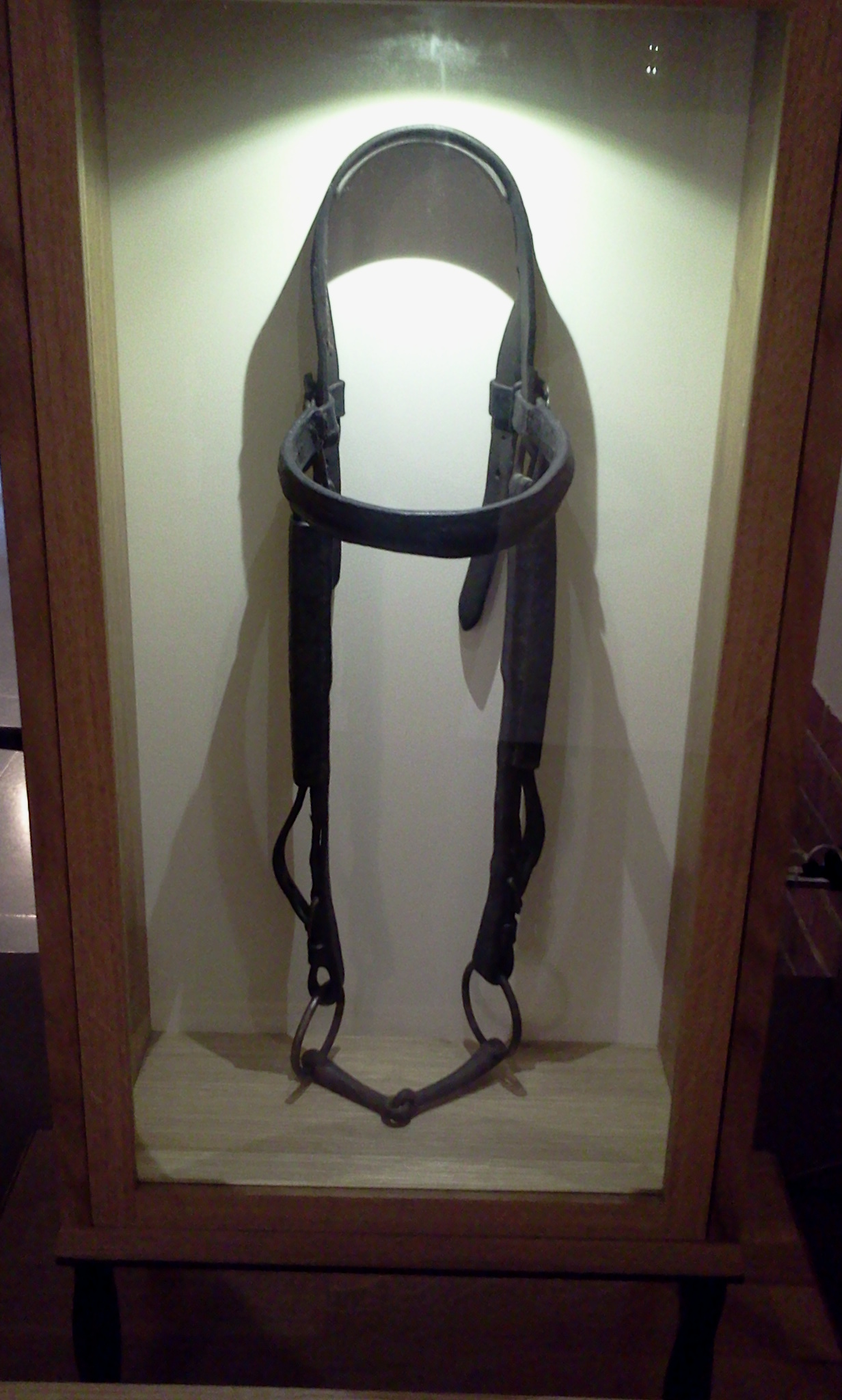 Hospitalhästen Rolands betsle vid ingången till Danvikshems kyrka