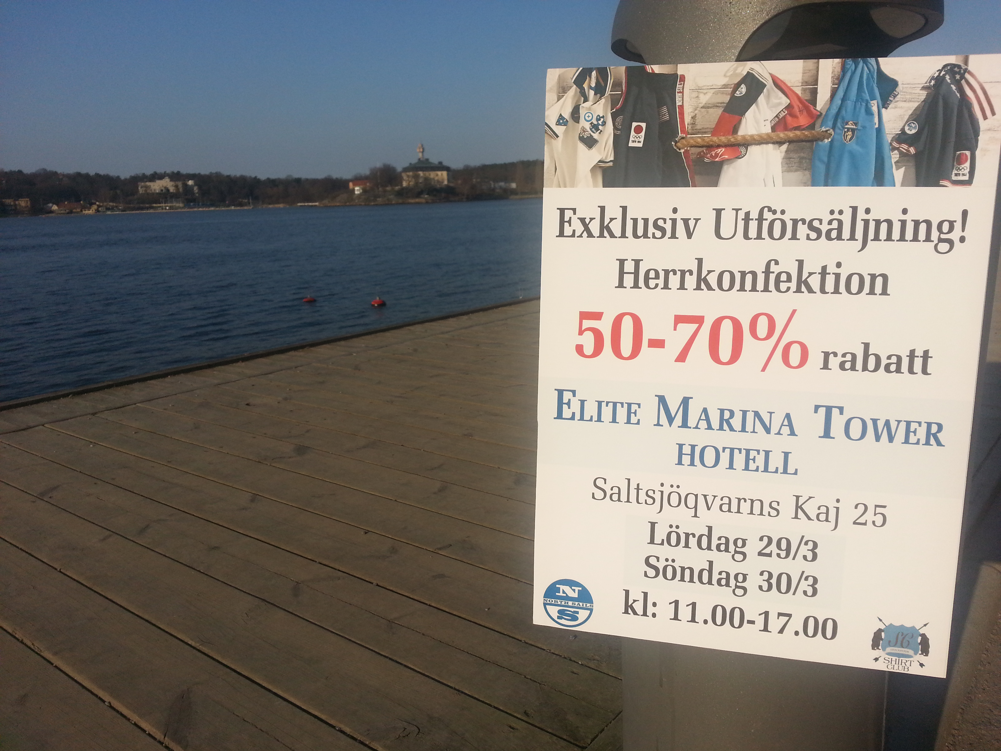 Utförsäljning av herrkläder på Elite Hotel Marina Tower