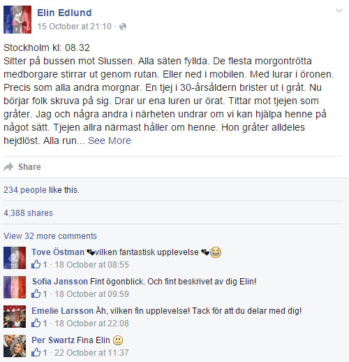 elin edlunds inlägg på facebook