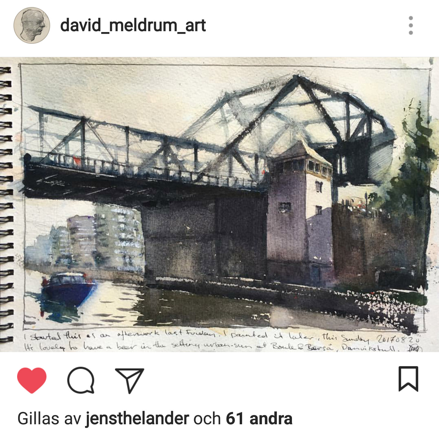 Davis Meldrums skiss av Danviksbron