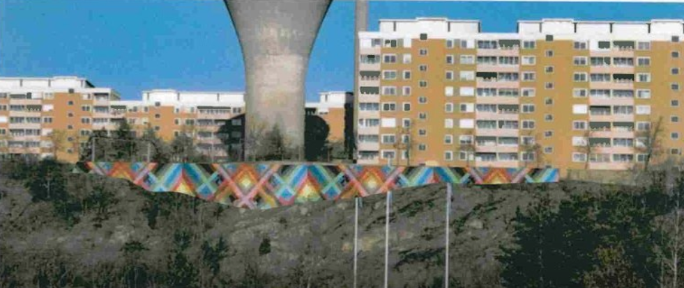 Muralmålning av på Henriksdalsringen inom Wall Street Nacka