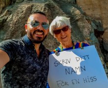 Namninsamling utanför ICA Finnboda för en hiss
