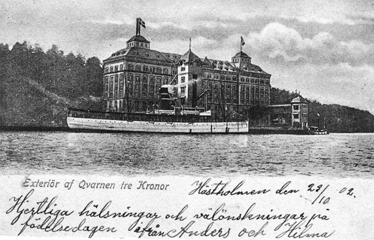 Vykort på Qvarnan Tre Kronor från 1902