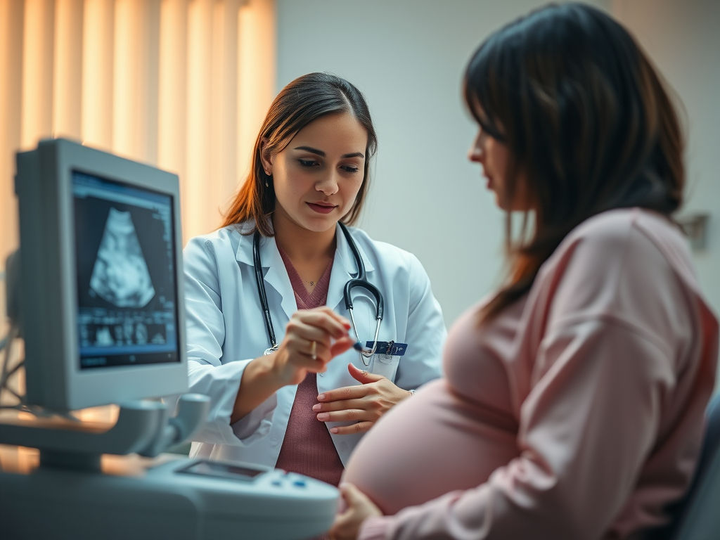 Läkare undersöker gravid patient (bilden är AI-genererad)