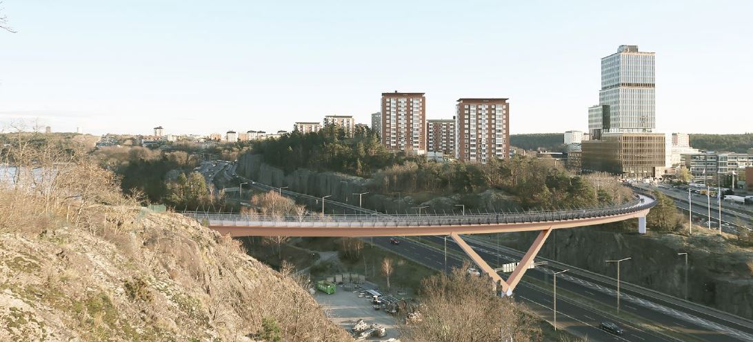 Västligt alternativ för en gång- och cykelbro mellan Henriksdal och Sickla