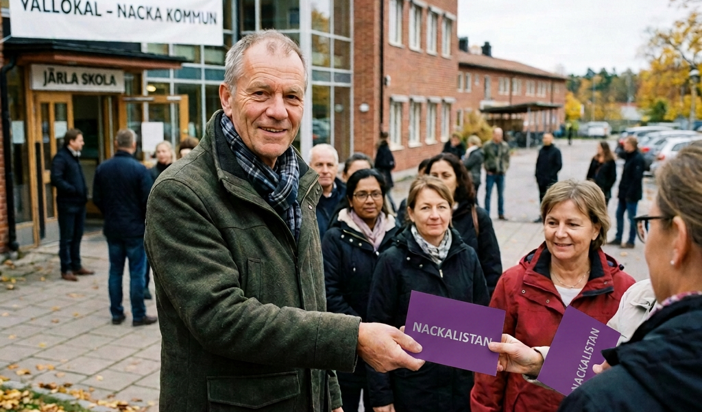 Utdelning av röstsedlar för Nackalistan